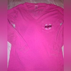 PINK LONG SLEEVE V-NECK SIZE XS